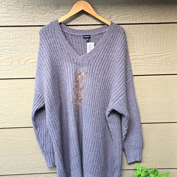 Torrid Chunky Pullover Tunic Sweater lightning bolt embellished 3x NEW NWT - Picture 8 of 13